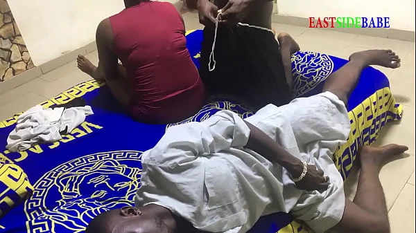 Threesome group fucked on family bed with husband brother