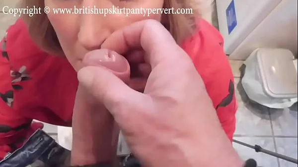 Amazing blowjob and facial from wife and mother Rosemary in the kitchen while the family is away.